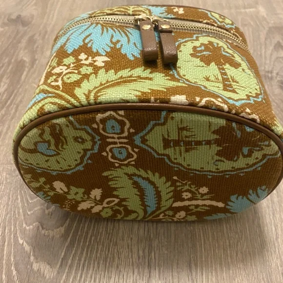 Spartina Daufuskie Island Brown Green Blue Zip Cosmetic Makeup Bag - Picture 5 of 15